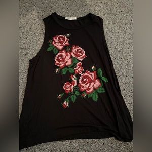 Black rose muscle tee tank top